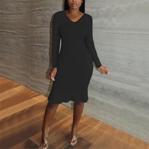 casual dresses women midi dress long sleeve v neck solid color hedging frilled edges slim bodycon fall 2021, Black;gray
casual dresses women midi dress long sleeve v neck solid color hedging frilled edges slim bodycon fall 2021, Black;gray