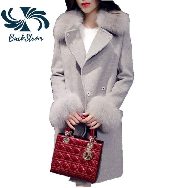 women's wool & blends backstrom women fall-winter european american long woolen coat fur collar slim waist jackets adjustable sashes ou, Black
women's wool & blends backstrom women fall-winter european american long woolen coat fur collar slim waist jackets adjustable sashes ou, Black