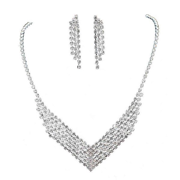 simple necklace earrings two piece suit korean rhinestone wedding necklace, Silver
simple necklace earrings two piece suit korean rhinestone wedding necklace, Silver