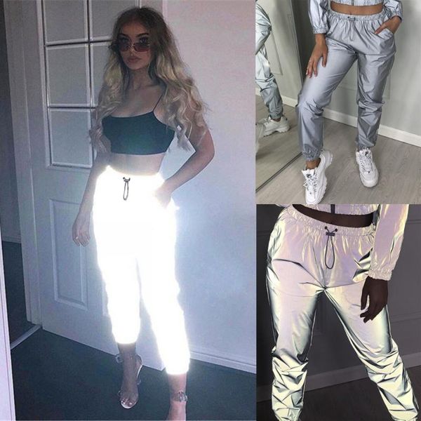 women's pants & capris luminous casual street reflective overall streetwear sequin sweatpants high waist trousers, Black;white
women's pants & capris luminous casual street reflective overall streetwear sequin sweatpants high waist trousers, Black;white