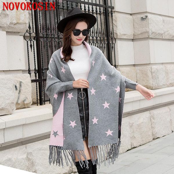 scarves sc380 2021 both sides designer stars female long sleeves wrap printed pentagram scarf winter knitted poncho women tassel cloak, Blue;gray
scarves sc380 2021 both sides designer stars female long sleeves wrap printed pentagram scarf winter knitted poncho women tassel cloak, Blue;gray