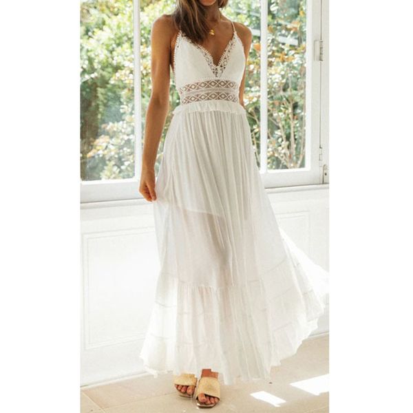 summer women white maxi spaghetti strap backless lace up vocation tunic long beach dress 210415, Black;gray
summer women white maxi spaghetti strap backless lace up vocation tunic long beach dress 210415, Black;gray