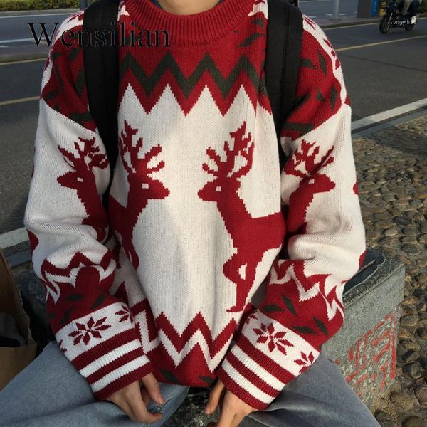 women's sweaters christmas knitted sweater women couple autumn winter loose lazy vintage pullover jumper oversized, White;black
women's sweaters christmas knitted sweater women couple autumn winter loose lazy vintage pullover jumper oversized, White;black