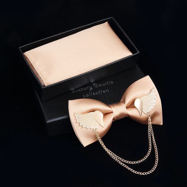 original metal golden wings two layer neck bowtie solid bow tie mens fashion adjustable bowtie pocket square box set, Black;blue
original metal golden wings two layer neck bowtie solid bow tie mens fashion adjustable bowtie pocket square box set, Black;blue