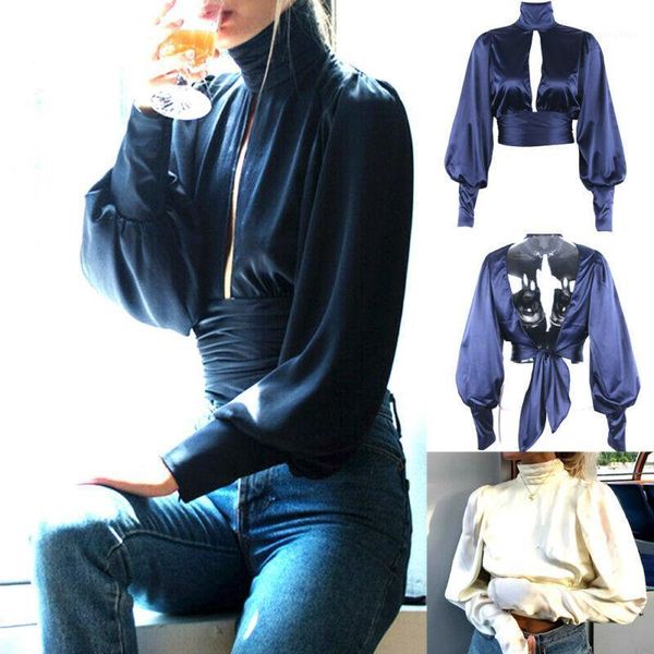 fashion women open back ol work satin puff sleeve high neck long solid color backless blouse party shirt 2 colors women's blouses & shi, White
fashion women open back ol work satin puff sleeve high neck long solid color backless blouse party shirt 2 colors women's blouses & shi, White