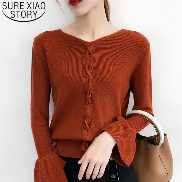 autumn computer knitted v-neck flare sleeve sweater elegant casual soft women fashion clothing 5286 50 210415, White;black
autumn computer knitted v-neck flare sleeve sweater elegant casual soft women fashion clothing 5286 50 210415, White;black
