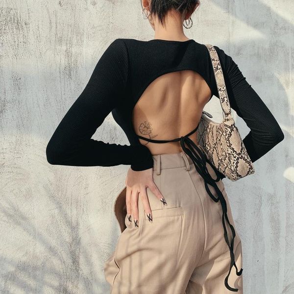 women's t-shirt kywommnz spring 2021 women open back tight-fitting long-sleeved lace-up elastic female bodysuit t shirt e1743, White
women's t-shirt kywommnz spring 2021 women open back tight-fitting long-sleeved lace-up elastic female bodysuit t shirt e1743, White