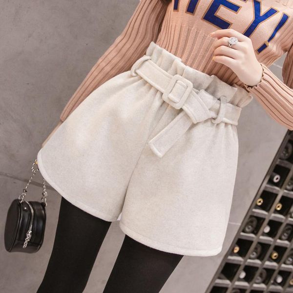 women's shorts autumn winter high waist wide leg women 2021 chic office woolen korean loose slim short pants boots, White;black
women's shorts autumn winter high waist wide leg women 2021 chic office woolen korean loose slim short pants boots, White;black