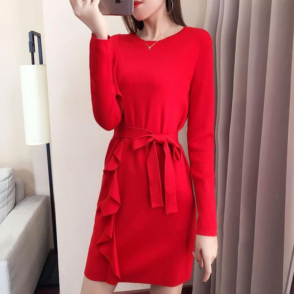 casual dresses fashion solid stretch women dress long sleeve vintage ruffles bandage warm knitted elegant korean autumn clothing s-xl, Black;gray
casual dresses fashion solid stretch women dress long sleeve vintage ruffles bandage warm knitted elegant korean autumn clothing s-xl, Black;gray
