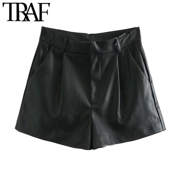 traf women chic fashion faux leather pleated shorts vintage high waist zipper fly side pockets female short pants mujer 210415, White;black
traf women chic fashion faux leather pleated shorts vintage high waist zipper fly side pockets female short pants mujer 210415, White;black