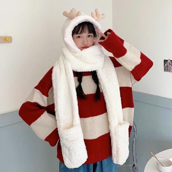 hats, scarves & gloves sets autumn and winter thickened warm lovely cartoon antler hat scarf one-piece three piece set student female, Blue;gray
hats, scarves & gloves sets autumn and winter thickened warm lovely cartoon antler hat scarf one-piece three piece set student female, Blue;gray