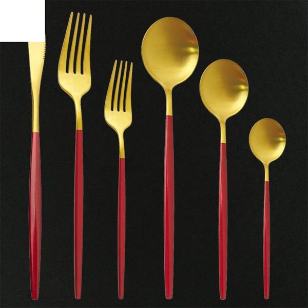 36pcs red gold matte flatware cutlery set stainless steel dinnerware dessert fork spoon silverware kitchen tableware sets
36pcs red gold matte flatware cutlery set stainless steel dinnerware dessert fork spoon silverware kitchen tableware sets