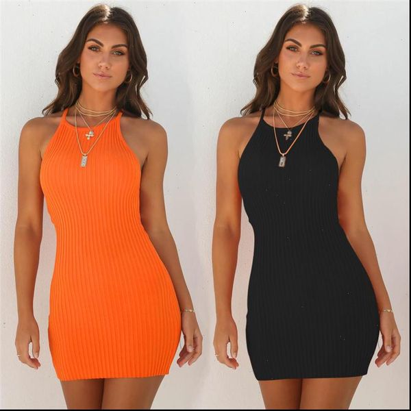 ribbed summer sleeveless sling women dresses bodycon fashion solid color mini elegant office lady clothing, Black;gray 
ribbed summer sleeveless sling women dresses bodycon fashion solid color mini elegant office lady clothing, Black;gray