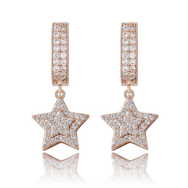 women jewelry fashion 18k gold rhodium plated five-pointed star drop earrings luxury bling zircon hip hop earring, Silver
women jewelry fashion 18k gold rhodium plated five-pointed star drop earrings luxury bling zircon hip hop earring, Silver