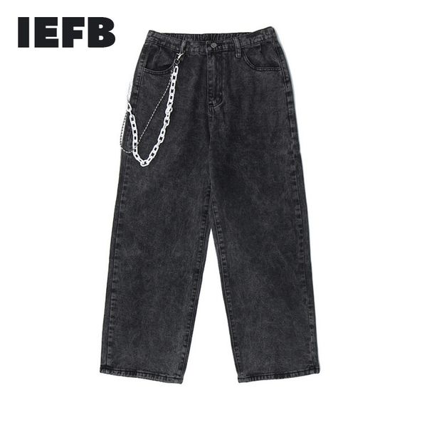 iefb spring men's high street ins straight tube loose blck jeans male's washed casual hip hop floor pants with chian 210524, Blue
iefb spring men's high street ins straight tube loose blck jeans male's washed casual hip hop floor pants with chian 210524, Blue