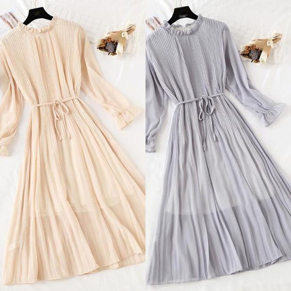 casual dresses women autumn chiffon dress long sleeve vintage solid leaf neck pleated robe, Black;gray
casual dresses women autumn chiffon dress long sleeve vintage solid leaf neck pleated robe, Black;gray
