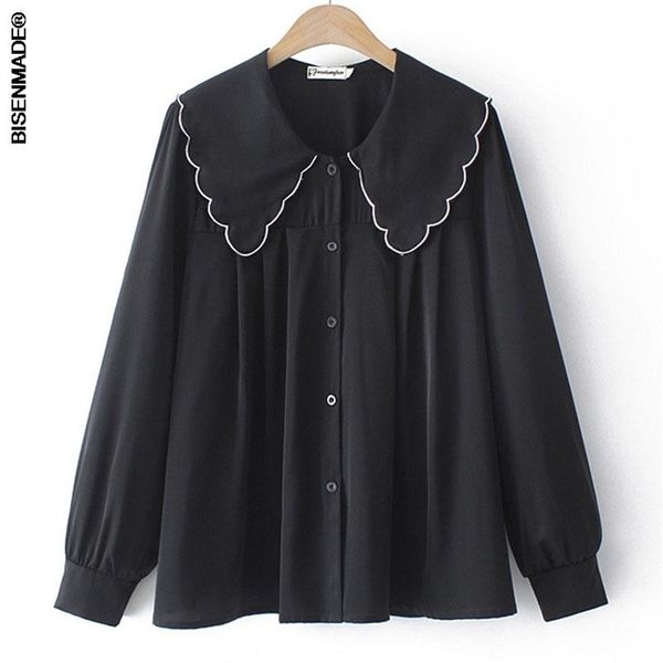 women clothing blouses&shirts plus size autumn show thin loose plain satin peter pan collar female f254 211106, Black
women clothing blouses&shirts plus size autumn show thin loose plain satin peter pan collar female f254 211106, Black