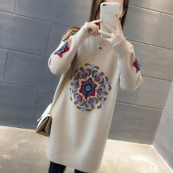 2021 new spring autumn winter women knitted pullovers sweater female plus size embroidery long sweater dress jumper 3xl, White;black
2021 new spring autumn winter women knitted pullovers sweater female plus size embroidery long sweater dress jumper 3xl, White;black