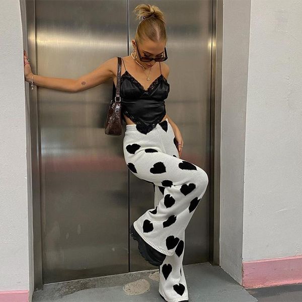 women's pants & capris weiyao knitted white baggy heart woman wide leg trouser high waist casual sweatpants summer flare harajuku vinta, Black;white 
women's pants & capris weiyao knitted white baggy heart woman wide leg trouser high waist casual sweatpants summer flare harajuku vinta, Black;white