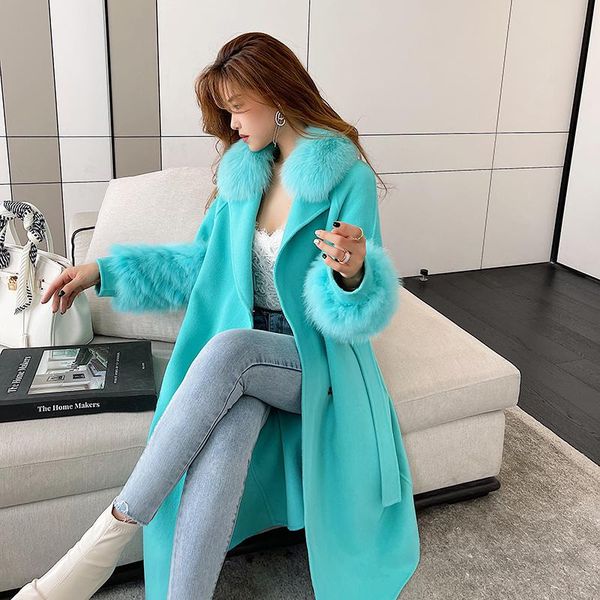 women's wool & blends casual 2021 fashion women natural real fur collar cashmere trench coats outerwear, Black
women's wool & blends casual 2021 fashion women natural real fur collar cashmere trench coats outerwear, Black