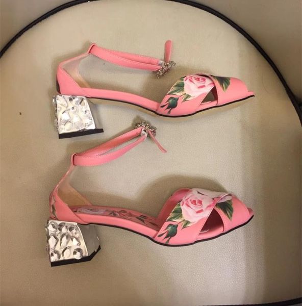 summer runway floral print sandals rhinestone heels ankle strap high heed by568, Black
summer runway floral print sandals rhinestone heels ankle strap high heed by568, Black