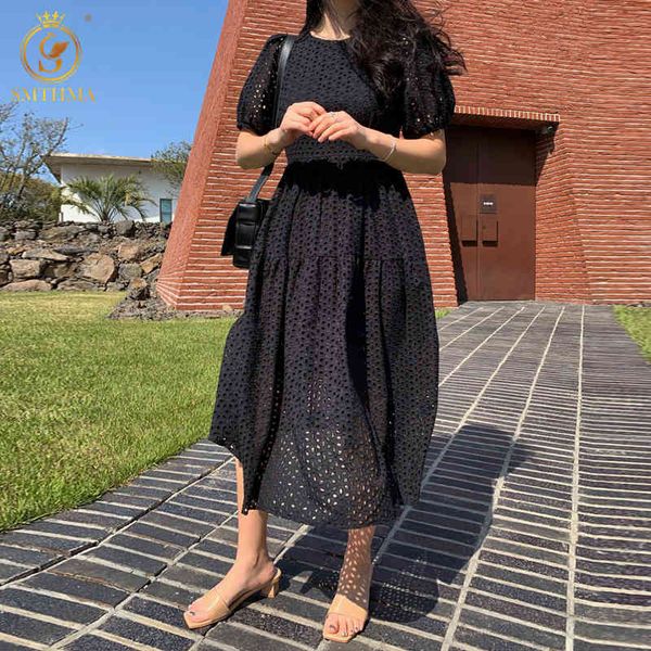 fashion korean chic summer dress elegant temperament lace hollow out puff sleeve high waist mid-calf dresses 210520, Black;gray
fashion korean chic summer dress elegant temperament lace hollow out puff sleeve high waist mid-calf dresses 210520, Black;gray