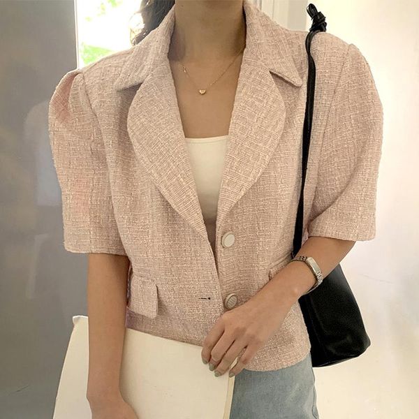 women's jackets women jacket 2021 summer korean chic ladies gentle temperament suit collar two-button loose puff sleeve tweed, Black;brown
women's jackets women jacket 2021 summer korean chic ladies gentle temperament suit collar two-button loose puff sleeve tweed, Black;brown