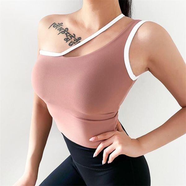 removable chest pad yoga crop single shoulder sport vest shockproof running workout shirts training tight outfit
removable chest pad yoga crop single shoulder sport vest shockproof running workout shirts training tight outfit