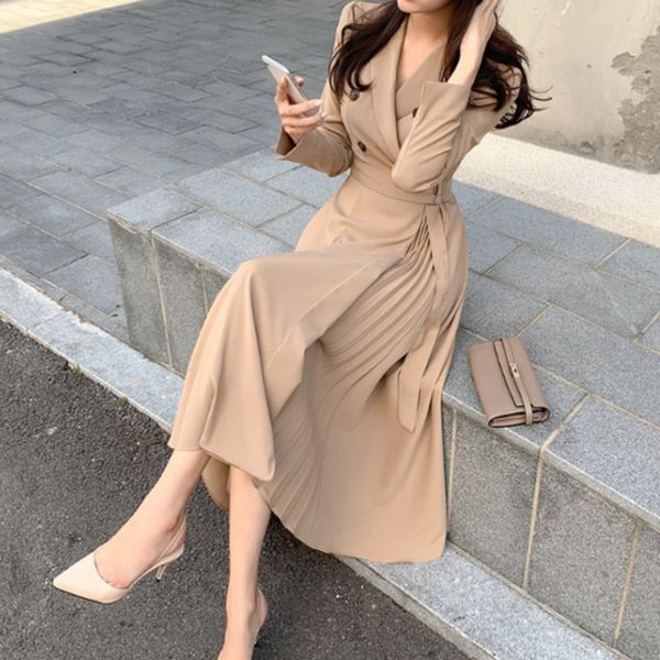 spring vintage v-neck belted women dresses slim waist office pleated dress for woman a-line vestidos femme 210510, Black;gray
spring vintage v-neck belted women dresses slim waist office pleated dress for woman a-line vestidos femme 210510, Black;gray