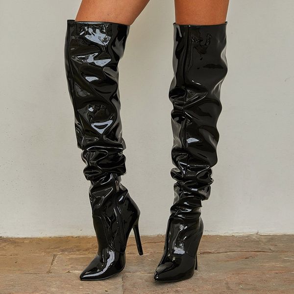 ladies fashion boots stiletto new high heel boots pu casual autumn winter over the knee women boots pointed toe shoes woman, Black
ladies fashion boots stiletto new high heel boots pu casual autumn winter over the knee women boots pointed toe shoes woman, Black