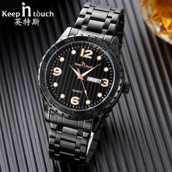 ints men's watch waterproof steel band alendar quartz fashion non mechanical, Slivery;brown
ints men's watch waterproof steel band alendar quartz fashion non mechanical, Slivery;brown