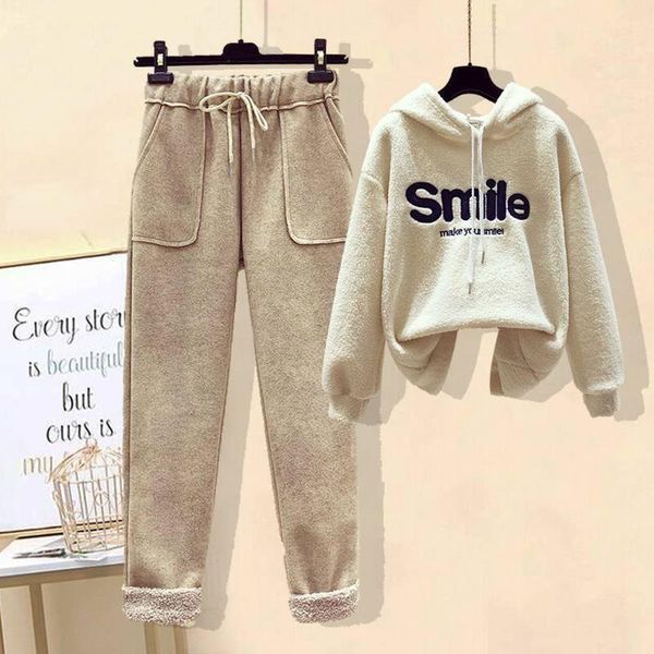 suit women plus velvet thick loose lamb cashmere wool sweater autumn and winter fashion two-piece women's two piece pants, White
suit women plus velvet thick loose lamb cashmere wool sweater autumn and winter fashion two-piece women's two piece pants, White