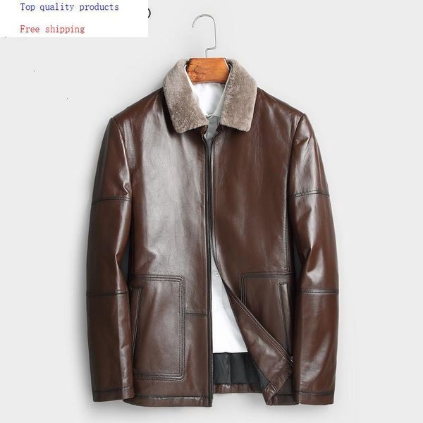 men's leather & faux 2022 genuine jacket men autumn winter real sheepskin coat parka jackets veste cuir homme 1706, Black
men's leather & faux 2022 genuine jacket men autumn winter real sheepskin coat parka jackets veste cuir homme 1706, Black