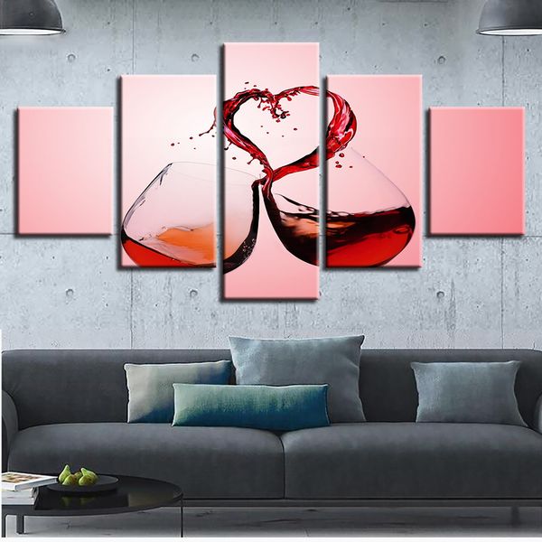 5 panels modern home pictures paintings red wine heart glasses kitchen decor living room wall posters (no frame)
5 panels modern home pictures paintings red wine heart glasses kitchen decor living room wall posters (no frame)