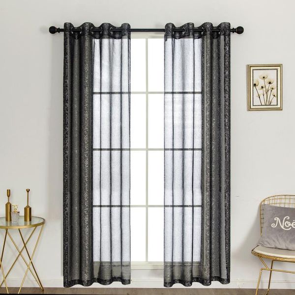 silver dots tulle sheer window curtains for living room the bedroom modern voile organza fabric drapes curtain &