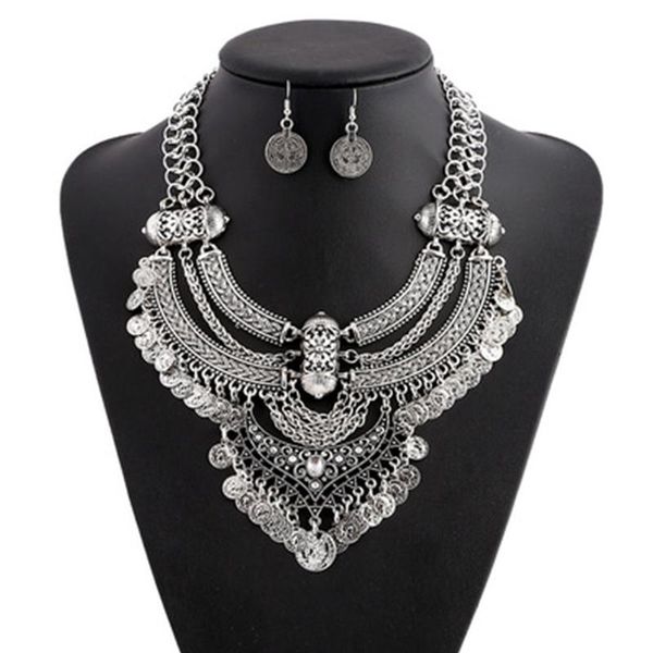 earrings & necklace bohemian vintage tassel collar earring set for women jewelry sets fashion women's wedding, Silver
earrings & necklace bohemian vintage tassel collar earring set for women jewelry sets fashion women's wedding, Silver