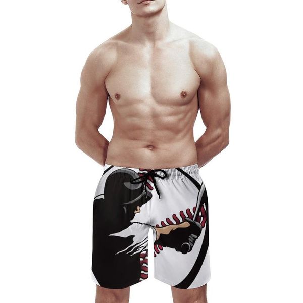 baseball batter print men's cool beach shorts summer swim trunks quick dry mesh lining board with pockets, White;black
baseball batter print men's cool beach shorts summer swim trunks quick dry mesh lining board with pockets, White;black