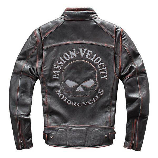men's leather & faux genuine cowhide printed skull short jacket, retro distressed motorcycle jacket coat, Black
men's leather & faux genuine cowhide printed skull short jacket, retro distressed motorcycle jacket coat, Black
