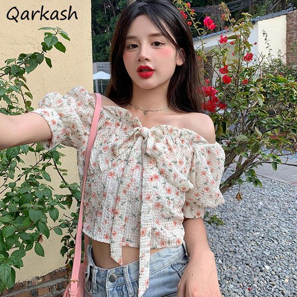 women's blouses & shirts cropped women bandage summer slash neck design ulzzang girls sweet holiday floral romantic leisure chic ins, White
women's blouses & shirts cropped women bandage summer slash neck design ulzzang girls sweet holiday floral romantic leisure chic ins, White