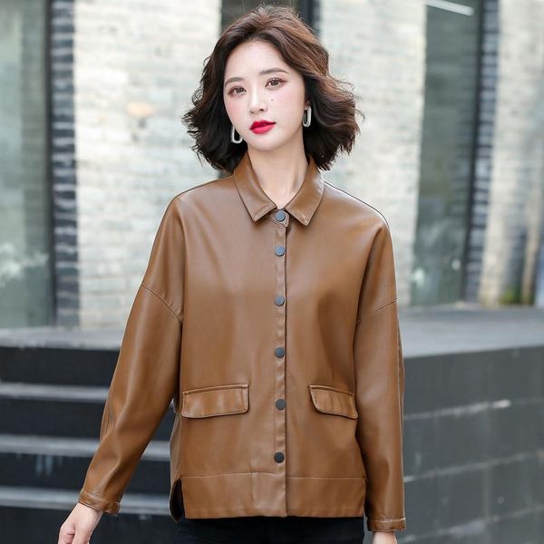 women's leather & faux women brown jacket 2021 streetwear spring autumn long sleeve short coat ladies black biker moto outwear
women's leather & faux women brown jacket 2021 streetwear spring autumn long sleeve short coat ladies black biker moto outwear