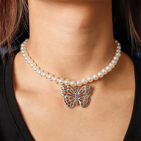 chains creative and simple pearl chain necklace retro personality hollow butterfly pendant choker ins style clavicle, Silver
chains creative and simple pearl chain necklace retro personality hollow butterfly pendant choker ins style clavicle, Silver