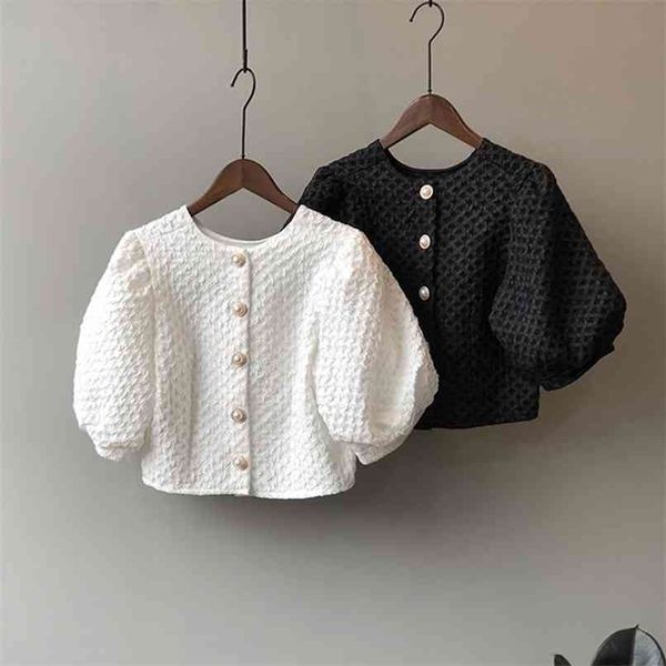 french retro big puff sleeve shirt women summer short chic elegant loose cropped white blouse 210601
french retro big puff sleeve shirt women summer short chic elegant loose cropped white blouse 210601