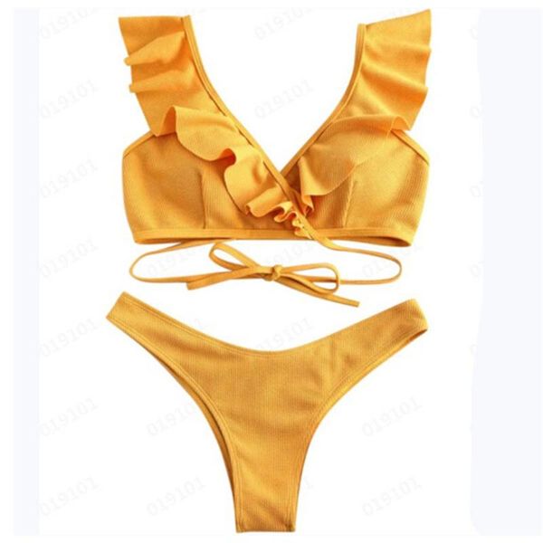 women's swimwear 2021 swimsuit set deep v-neck bikini with ruffles + elastic waist panties push up ladies beachwear, White;black
women's swimwear 2021 swimsuit set deep v-neck bikini with ruffles + elastic waist panties push up ladies beachwear, White;black