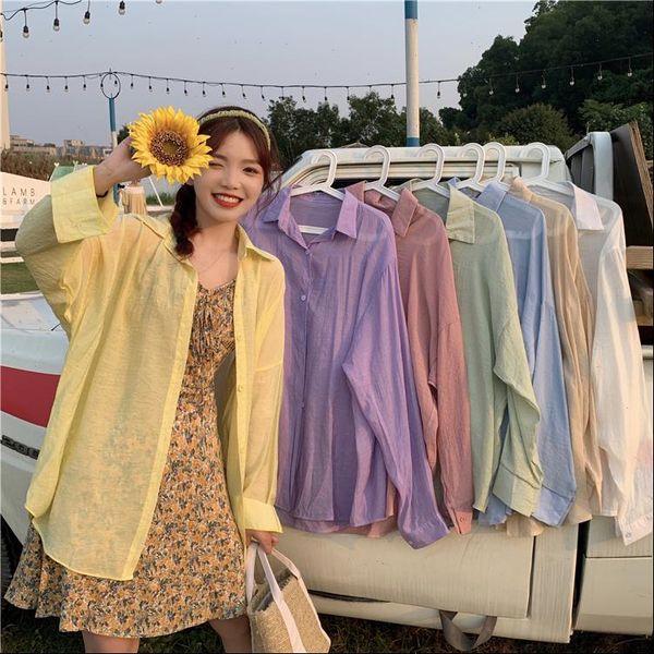 women thin blouses cotton summer shirts full sleeve shirt simple casual solid for female, White
women thin blouses cotton summer shirts full sleeve shirt simple casual solid for female, White