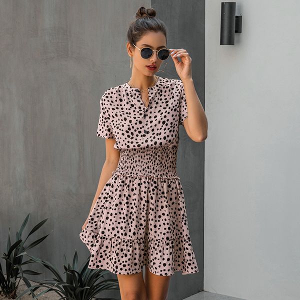 2021 new ladies summer polka dot print button women casual o neck high waist fashion short sleeve dress, Black;gray
2021 new ladies summer polka dot print button women casual o neck high waist fashion short sleeve dress, Black;gray