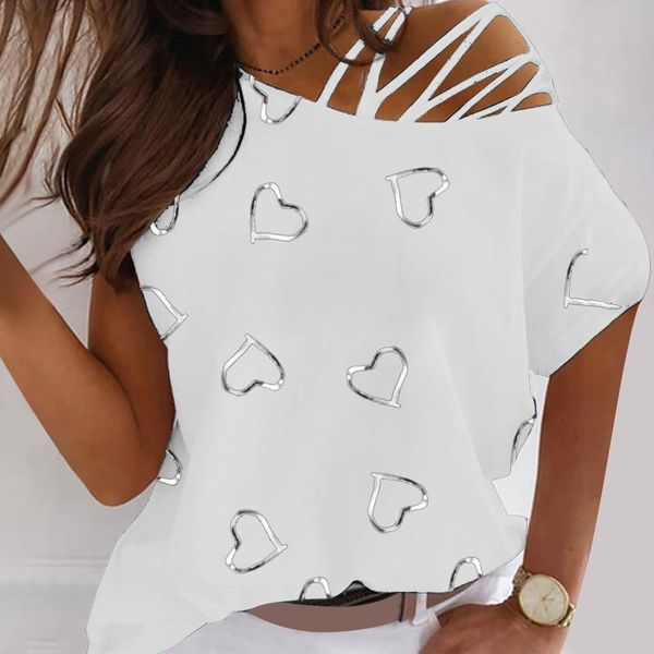 women's t-shirt trendyland womens fashion heart print t-shirts round neck dew shoulder casual short sleeves korean style vintage t shi, White
women's t-shirt trendyland womens fashion heart print t-shirts round neck dew shoulder casual short sleeves korean style vintage t shi, White