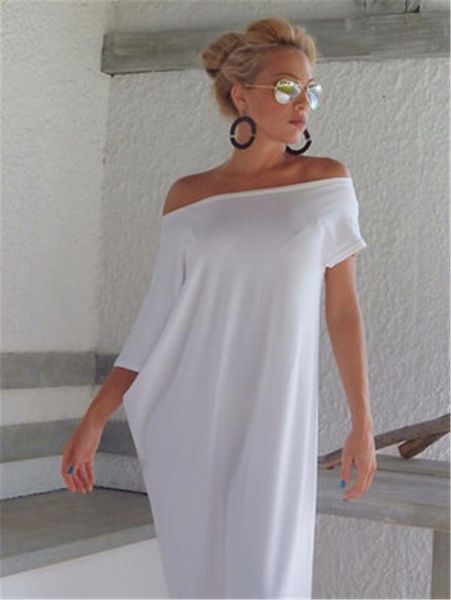 maternity dresses maxi solid irregular long short sleeve lloose jumpsuit skirt with one neck, White
maternity dresses maxi solid irregular long short sleeve lloose jumpsuit skirt with one neck, White