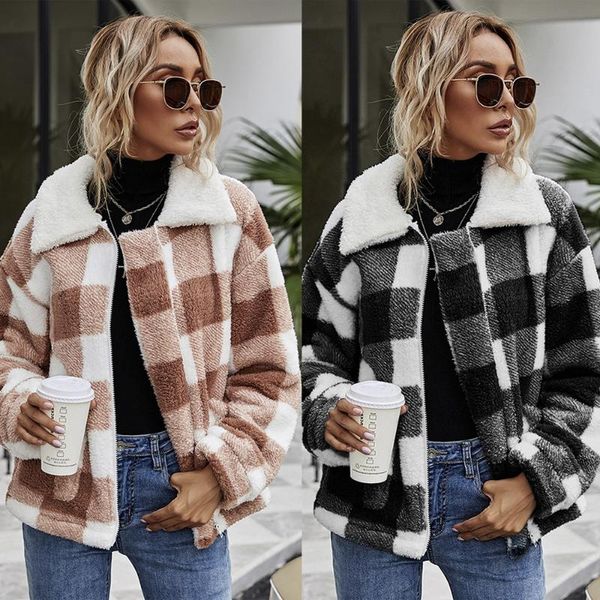 women's wool & blends donsignet 2021 autumn winter fashion temperament loose turn-down collar plaid coats for women, Black
women's wool & blends donsignet 2021 autumn winter fashion temperament loose turn-down collar plaid coats for women, Black