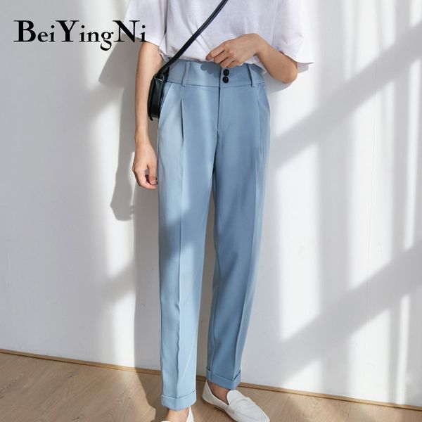 high waist pants womens elegant vintage spring autumn harajuku work wear chic trousers ladies black harem 210427, Black;white
high waist pants womens elegant vintage spring autumn harajuku work wear chic trousers ladies black harem 210427, Black;white