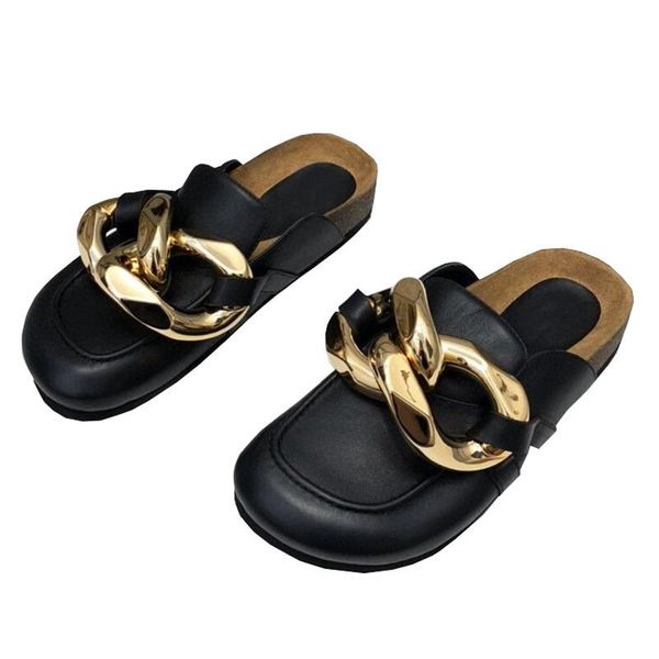slippers autumn women's golden chain decoration flat bottom muller shoes lazy outdoor pink nude suede casual loafers, Black
slippers autumn women's golden chain decoration flat bottom muller shoes lazy outdoor pink nude suede casual loafers, Black